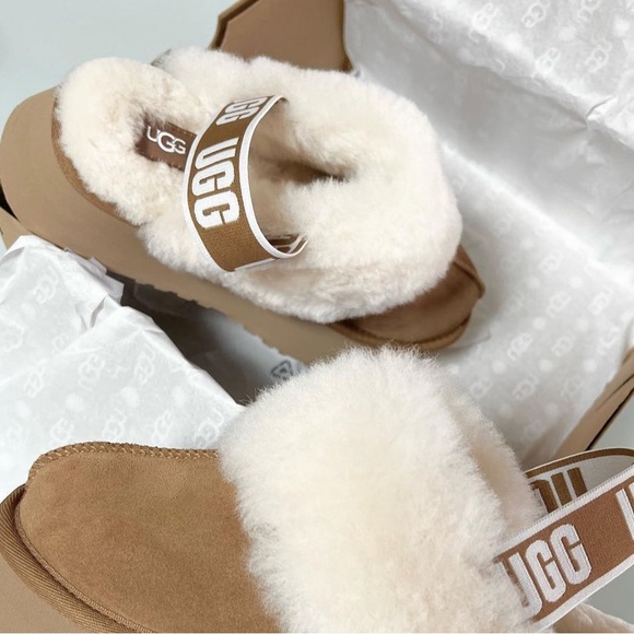 NWT Ugg Funkette Slip-on Sheepskin Slippers in Chesnut - Picture 10 of 10